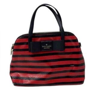 0284 Kate Spade red blue striped dome satchel 252610284